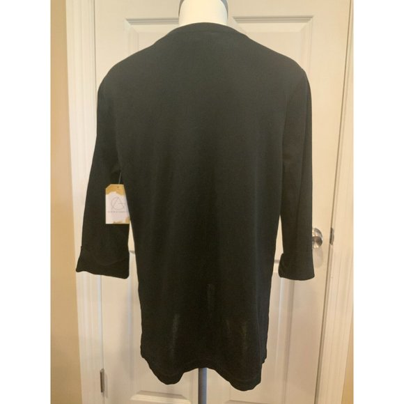 Exclusively Misook Black, Blue, & Green Colorblock Open Cardigan, Size XS - Picture 6 of 7